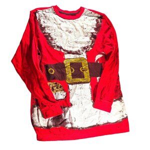 Old Navy christmas shirt Holiday Red Santa Costume Long-Sleeve XL 14-16 festive